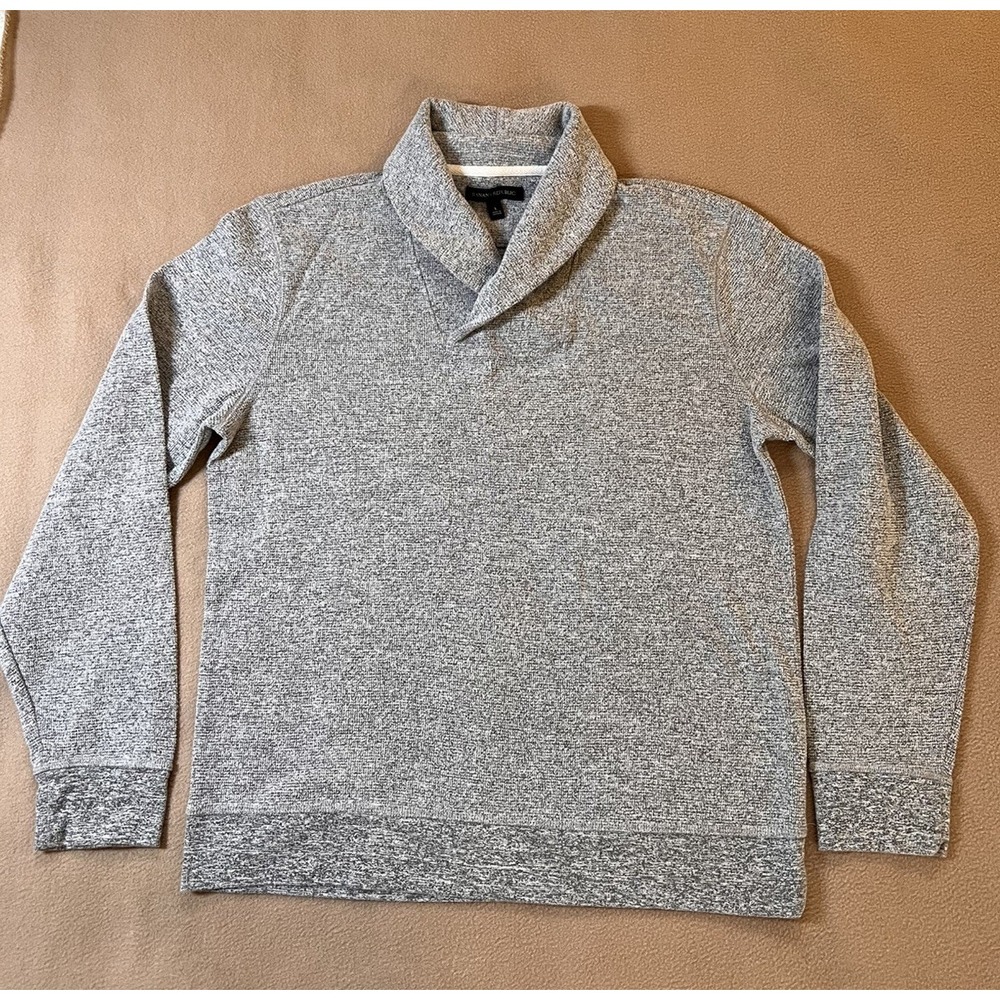 Woman's Banana Republic Shawl Collar Pullover Sweater L Gray Cotton Blend Cozy